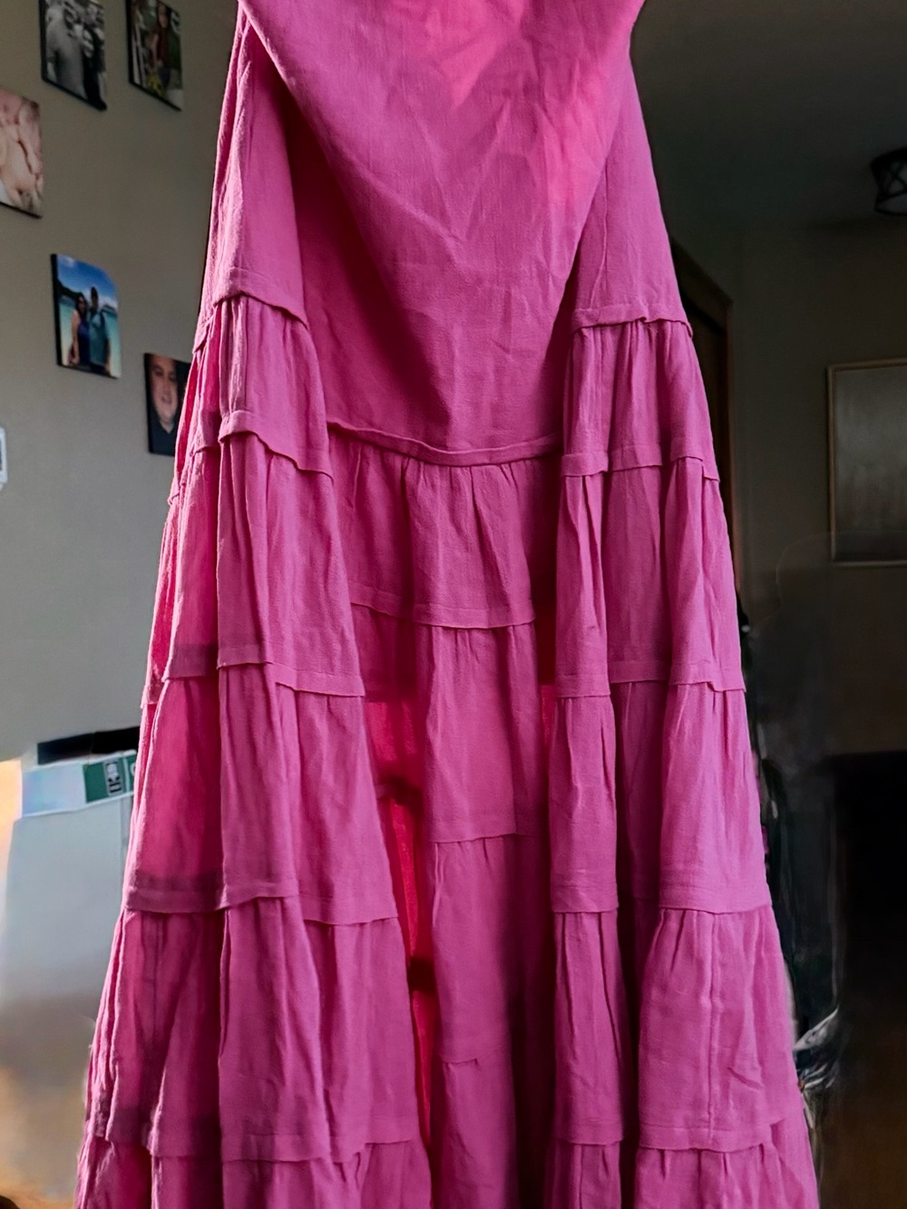 Free People Bright Pink Halter Tiered Midi Dress - Picture 3 of 4